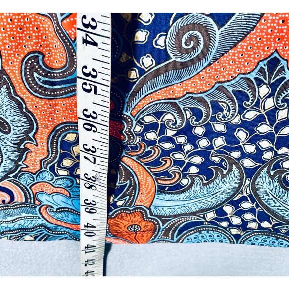 J Mclaughlin Dress Womens XL Blue Stretch Paisley Catalina Cloth Midi - Picture 13 of 14